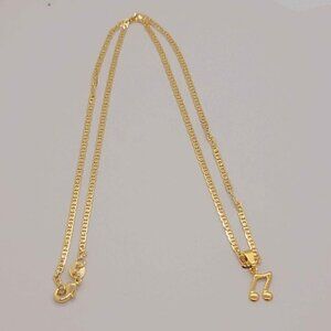Brand New Brazilian 18k Gold Filled Music Note Necklace